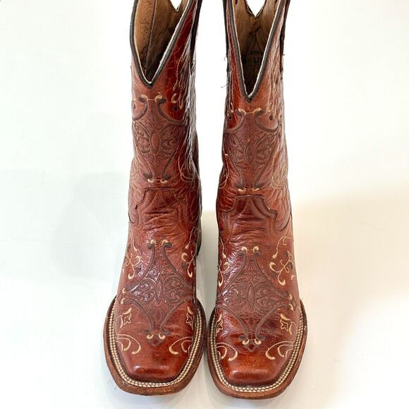 Circle G Womens Boots 7 M Tan Brown Embroidered Cowboy Western Rodeo Festival - Picture 8 of 12
